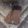 SHEARLING CUFF GLOVES BROWN