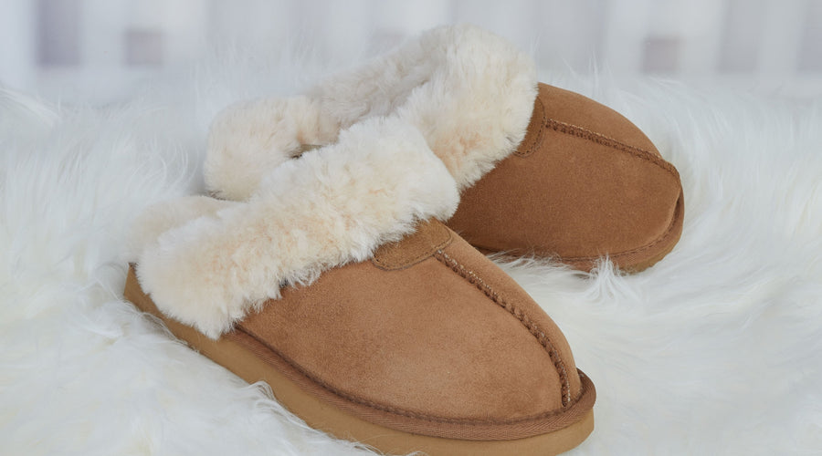 Ladies Shearling Slippers - Elegant, Cozy in Design & Best for Keeping Feet Comfy